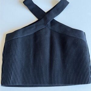 #240 Sincerely Jules Cropped Top, M, Black, Ribbed,   Criss Cross Straps, NWOT